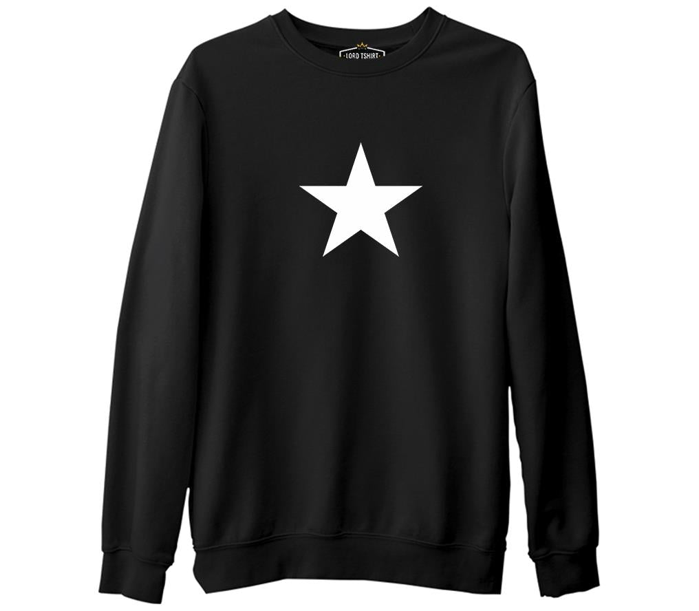 White Star Black Men's Thick Sweatshirt