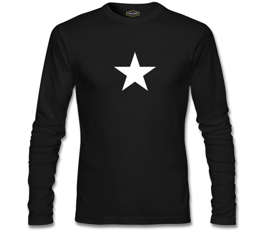Beyaz Yıldız Siyah Erkek Sweatshirt