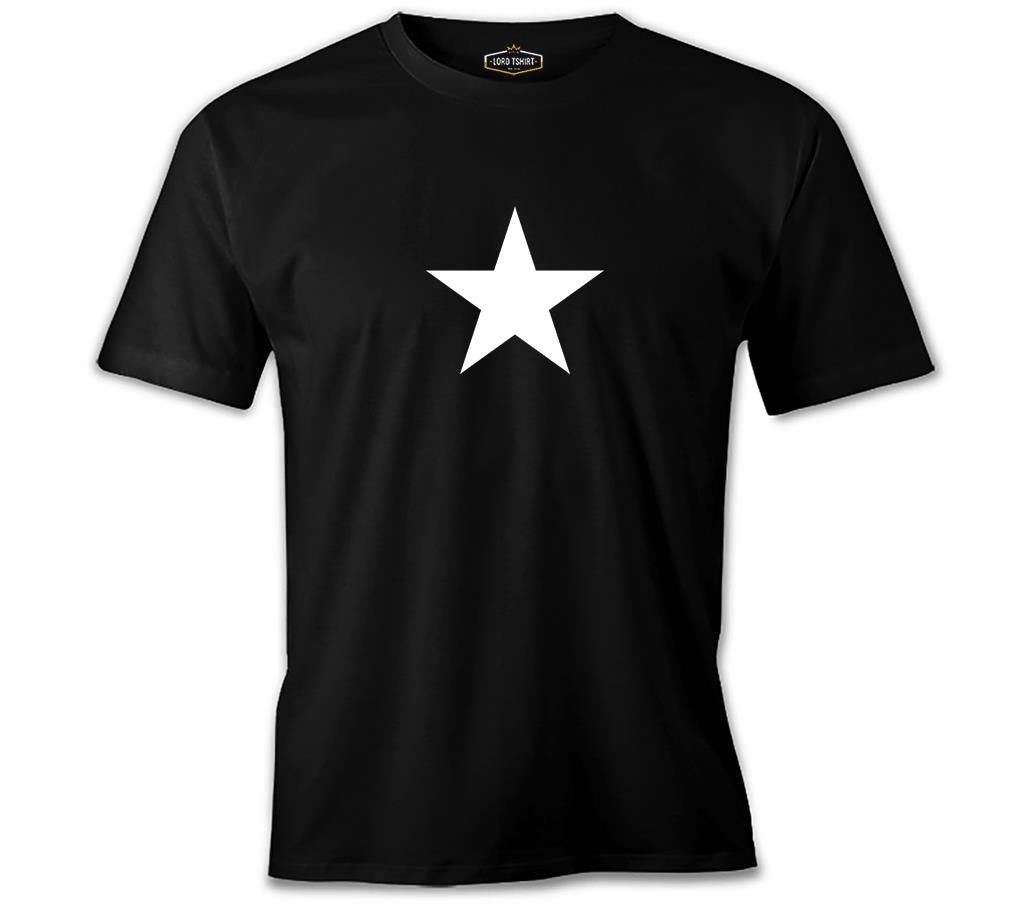 Beyaz Yıldız Siyah Erkek Tshirt