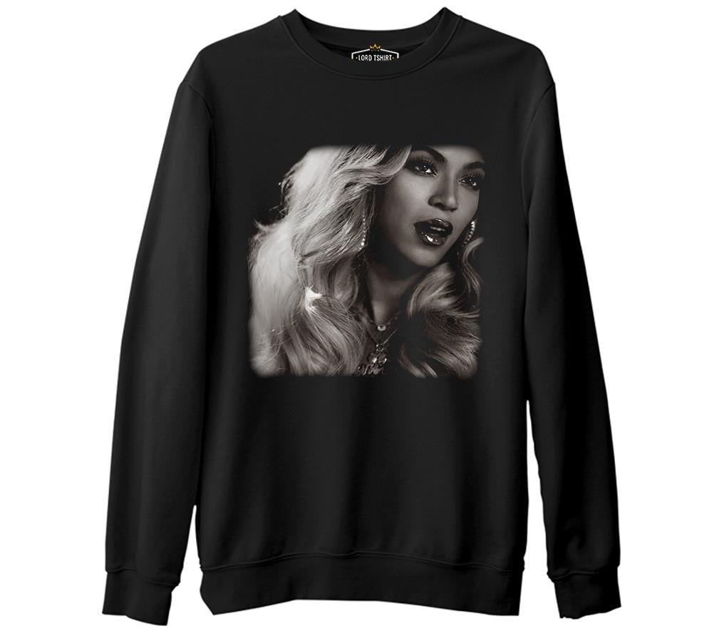 Beyonce - Star  Siyah Erkek Kalın Sweatshirt