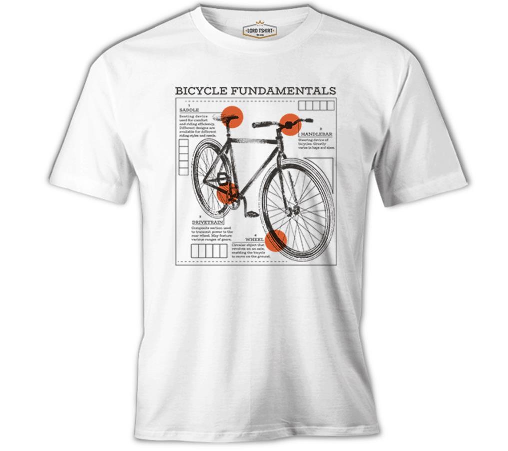 Bicycle Fundamentals Beyaz Erkek Tshirt