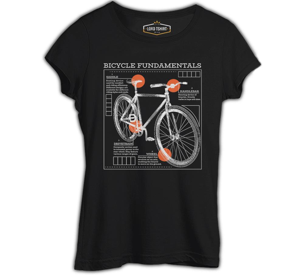 Bicycle Fundamentals Siyah Kadın Tshirt