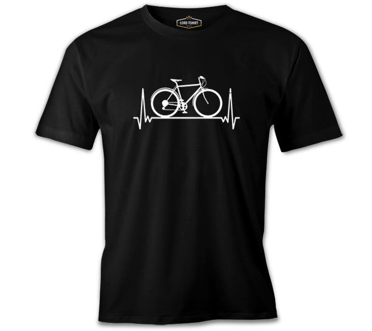 Bicycle on the Heartline Siyah Erkek Tshirt