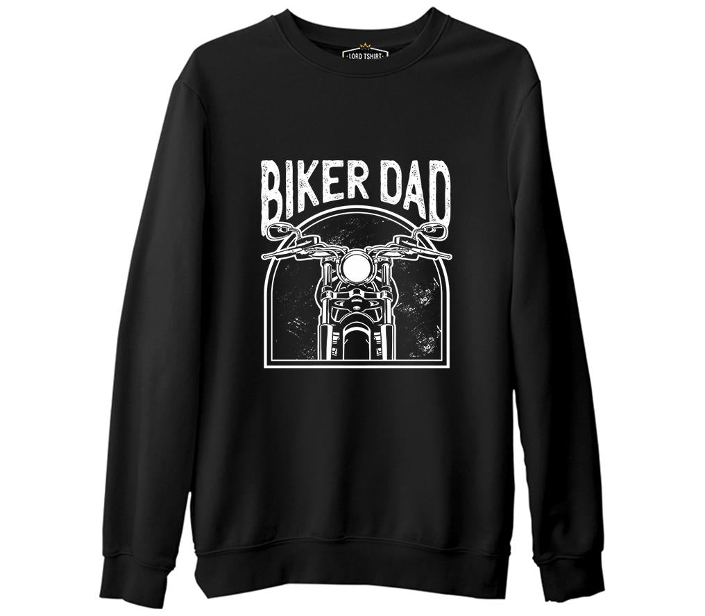 Biker Dad Siyah Erkek Kalın Sweatshirt