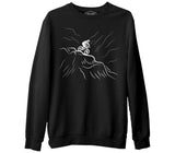 Biker on the Mountain Siyah Erkek Kalın Sweatshirt