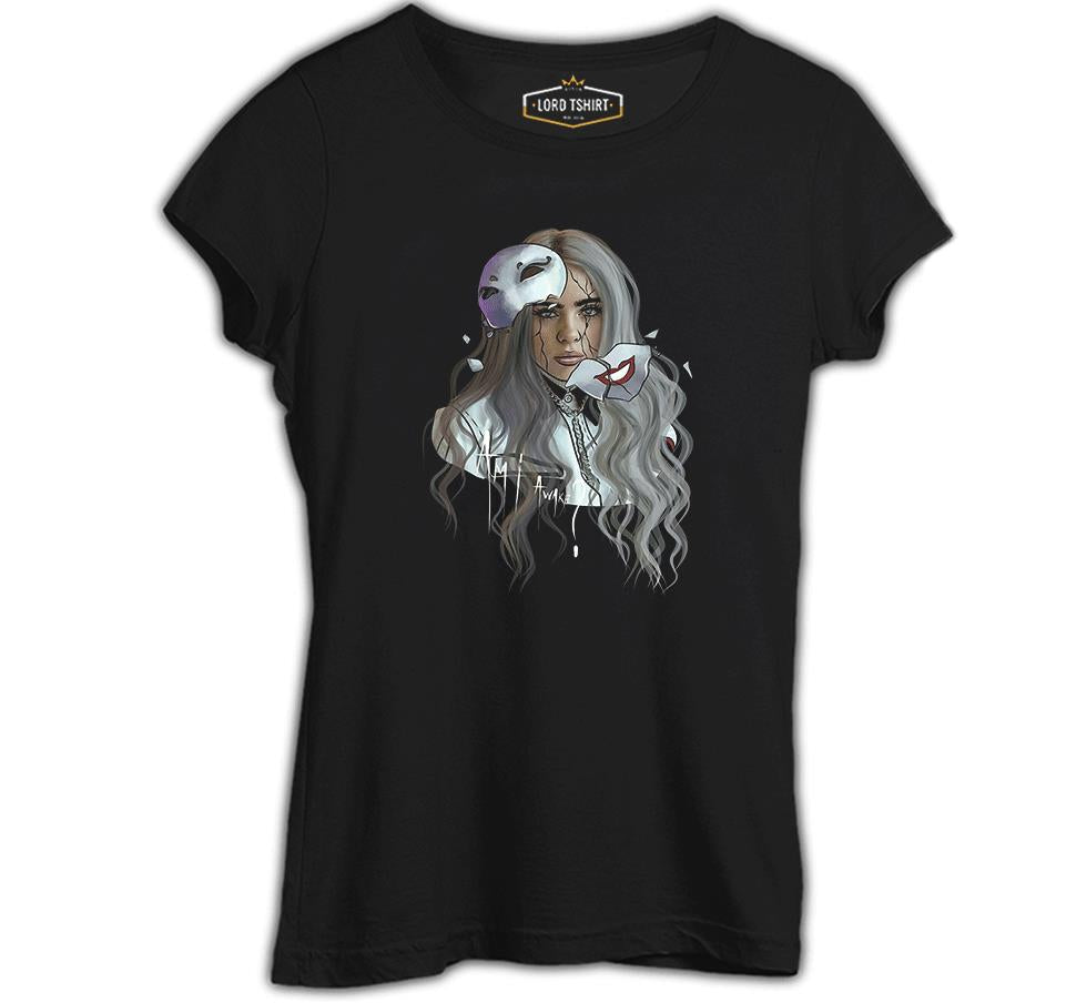 Billie Eilish - Mask Siyah Kadın Tshirt