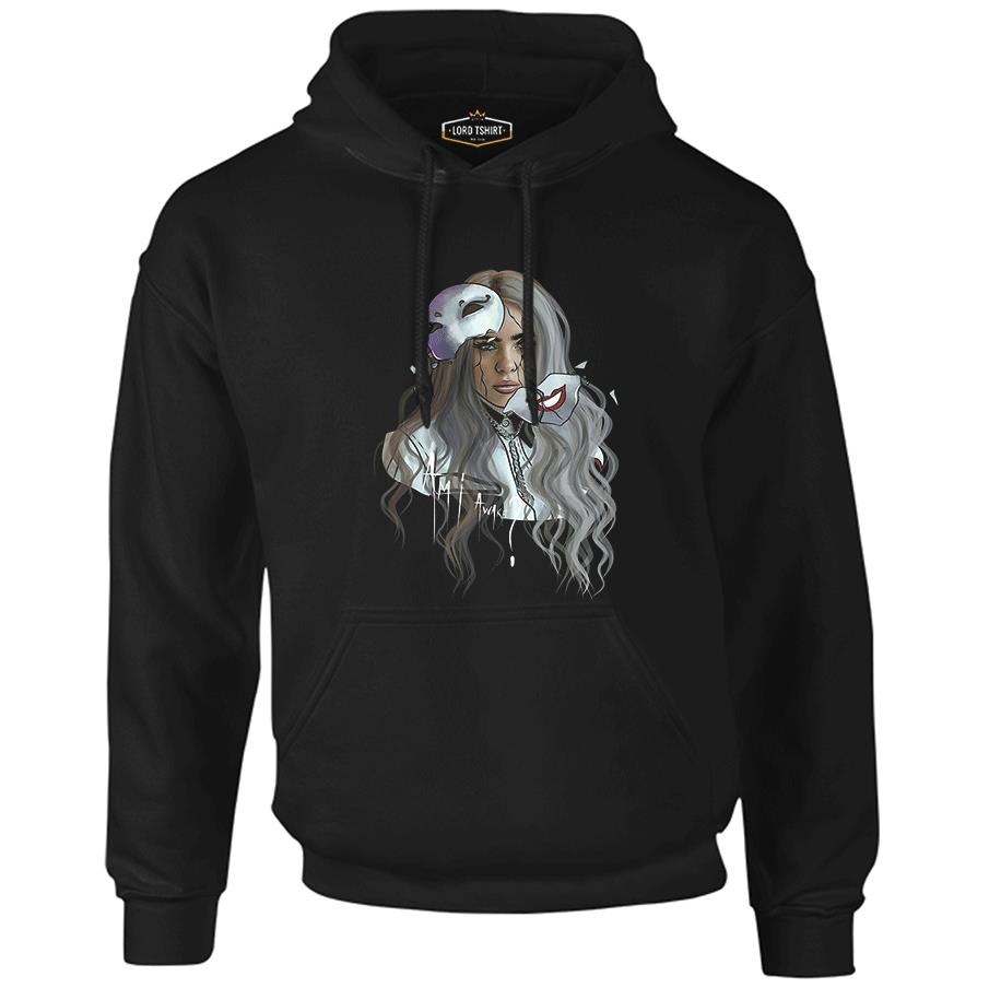 Billie Eilish - Mask Siyah Erkek Fermuarsız Kapşonlu