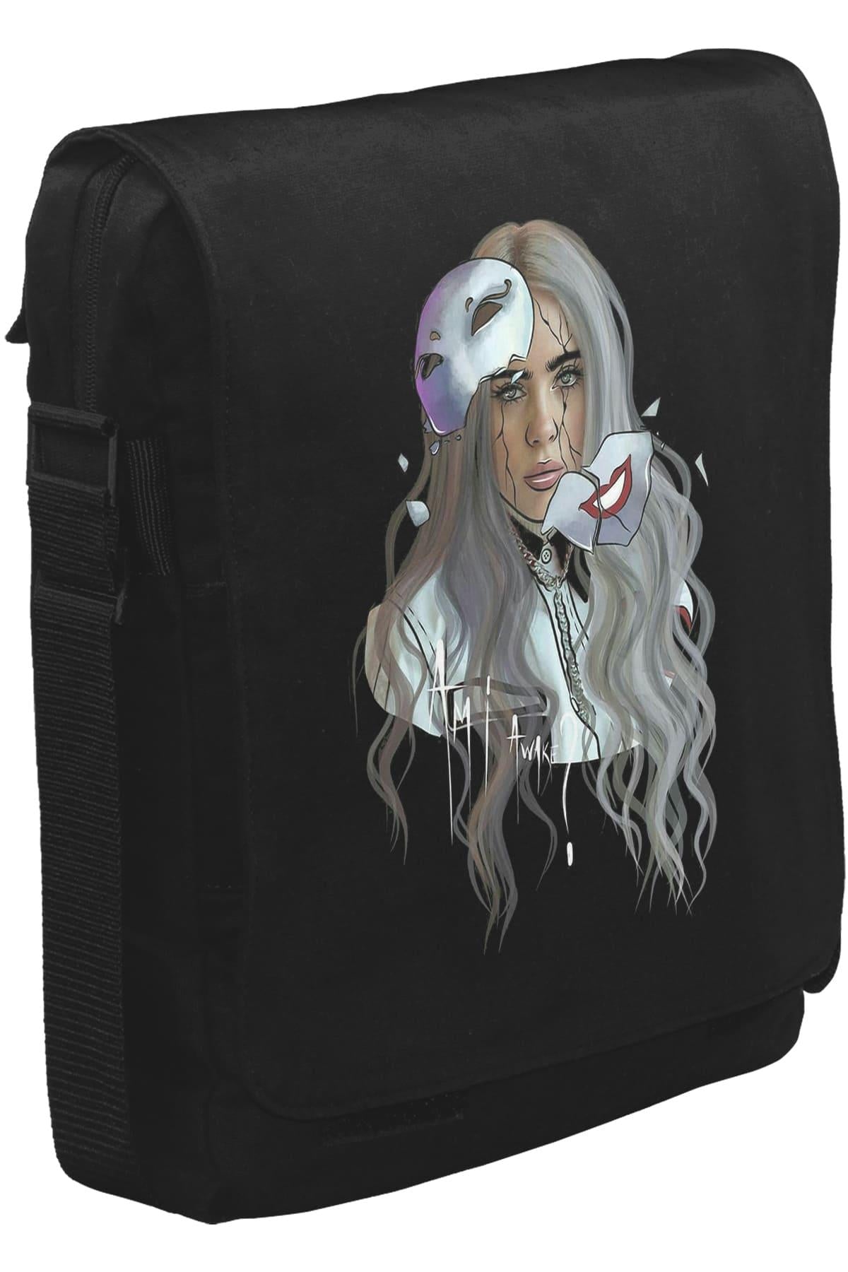 Billie Eilish - Mask Unisex Siyah Postacı Çanta