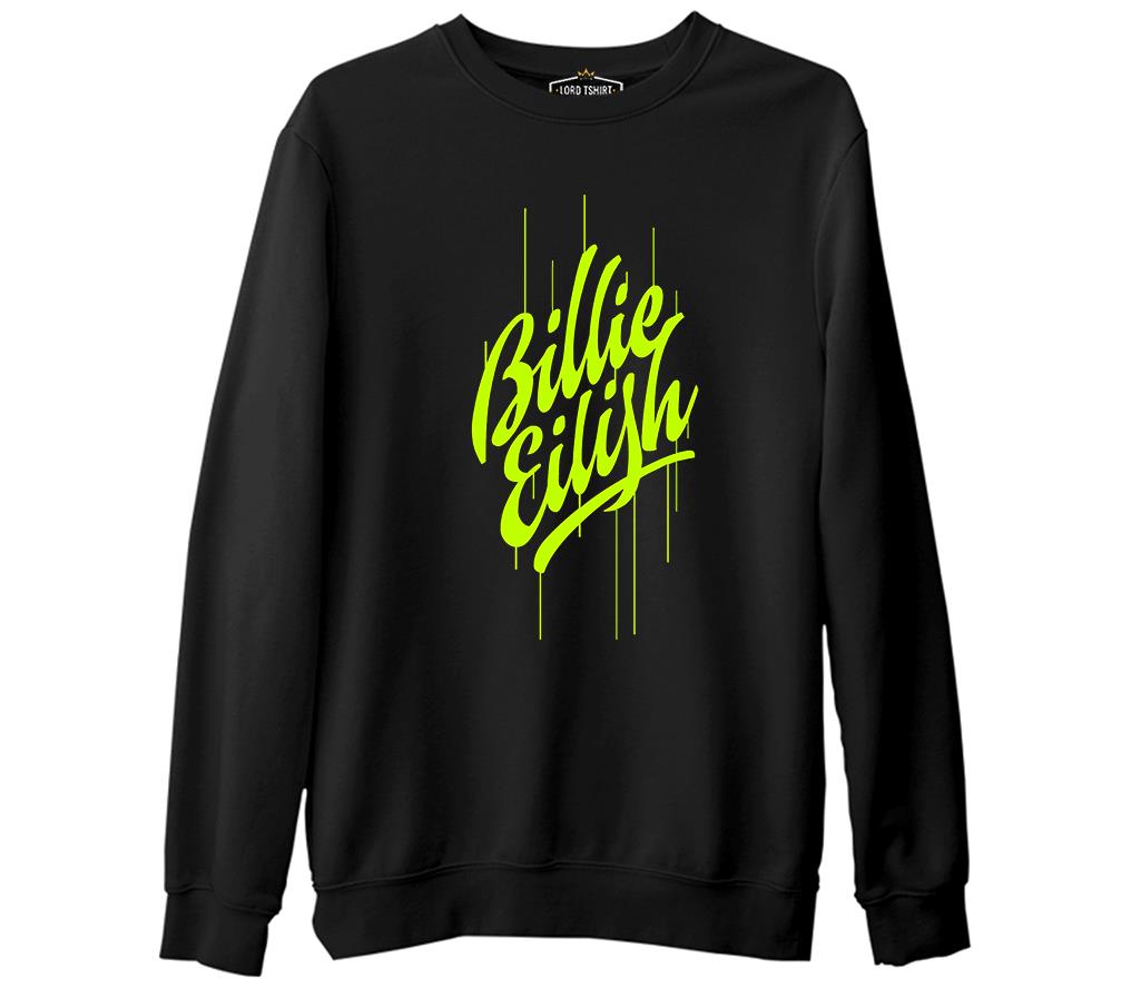Billie Eilish - Paint Siyah Erkek Kalın Sweatshirt