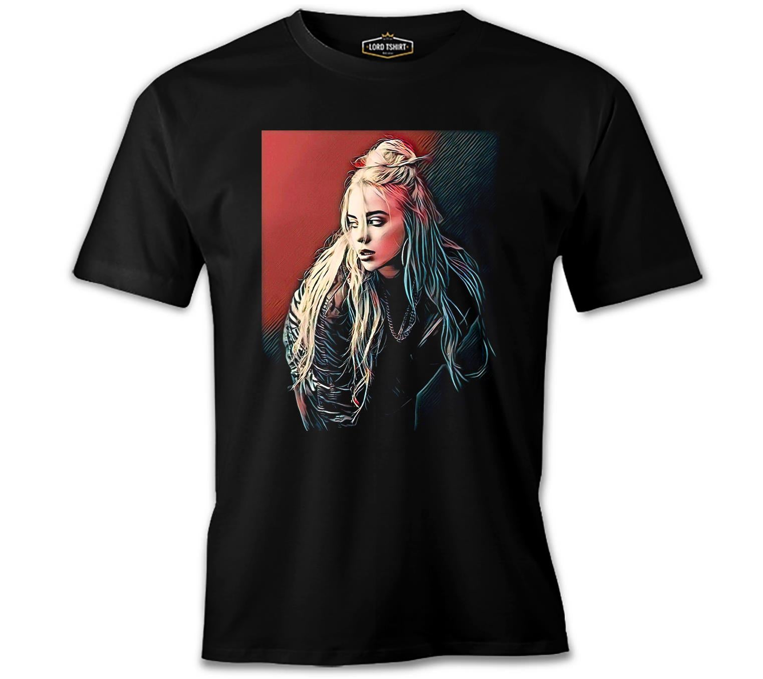 Billie Eilish - Red in Blue Siyah Erkek Tshirt