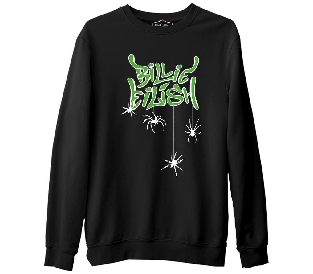 Billie Eilish - Spider Siyah Erkek Kalın Sweatshirt