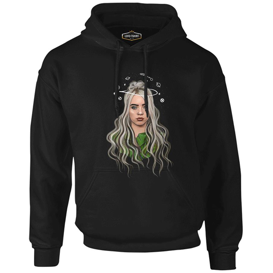 Billie Eilish - Yörünge Siyah Erkek Fermuarsız Kapşonlu