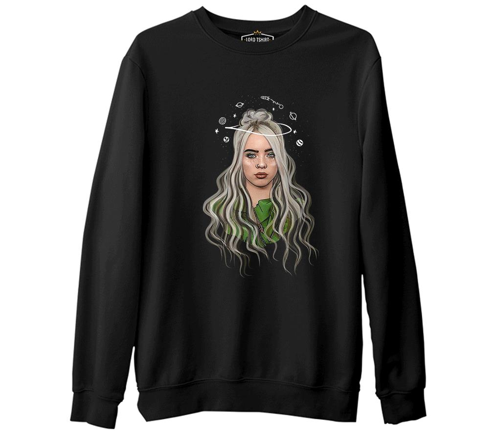 Billie Eilish - Yörünge Siyah Erkek Kalın Sweatshirt