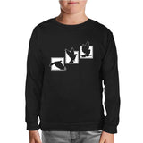 Birds Flying against Frames Black Kids Sweatshirt