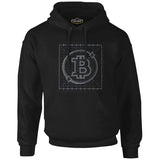Bitcoin - Grid Logo Siyah Erkek Fermuarsız Kapşonlu