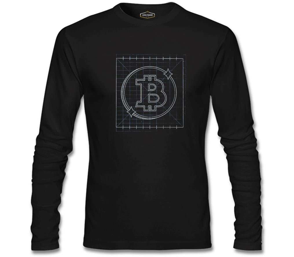 Bitcoin - Grid Logo Siyah Erkek Sweatshirt