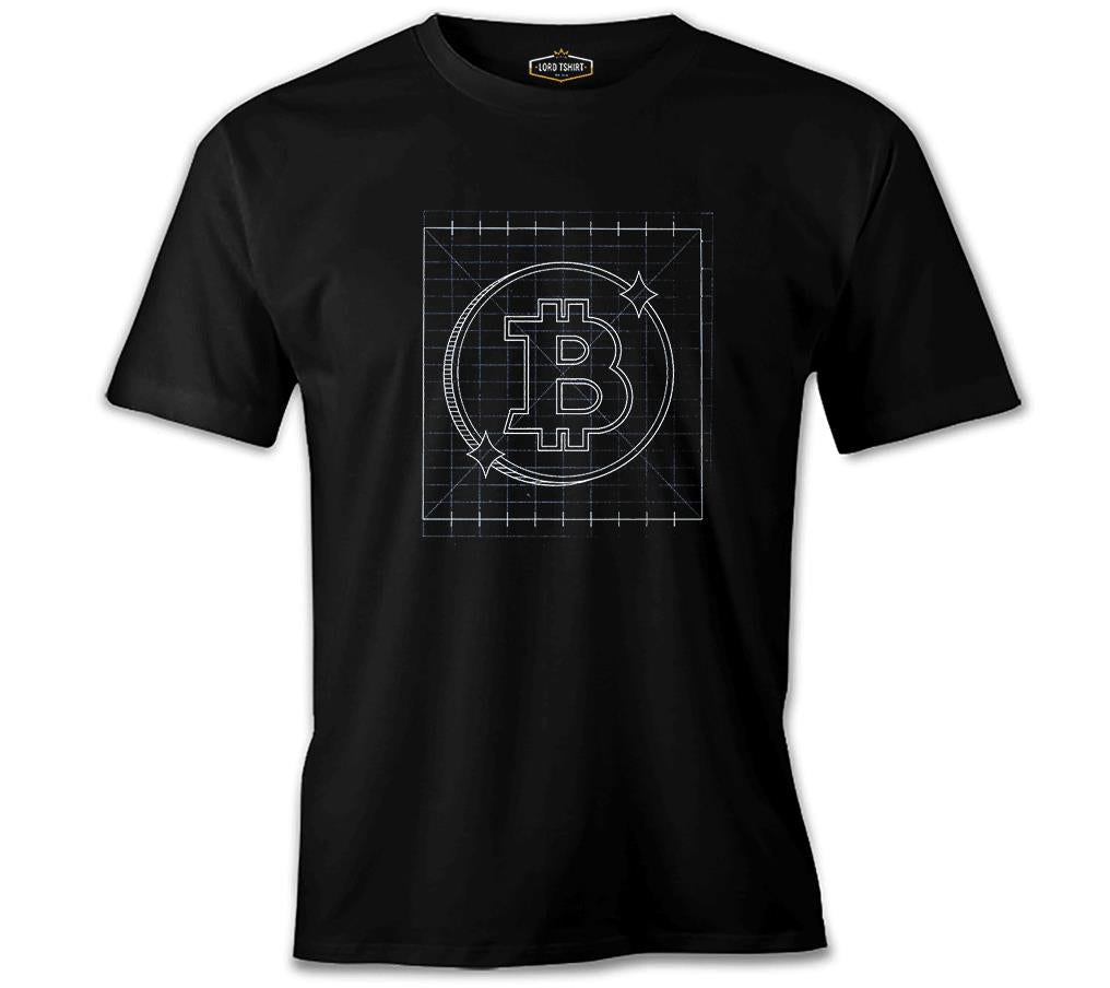 Bitcoin - Grid Logo Siyah Erkek Tshirt
