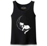 Black Cat Reading on the Moon Siyah Erkek Atlet