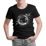 Black Hole Birds Flying Around Siyah Çocuk Tshirt
