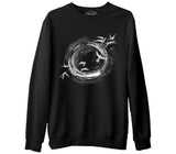 Black Hole Birds Flying Around Siyah Erkek Kalın Sweatshirt