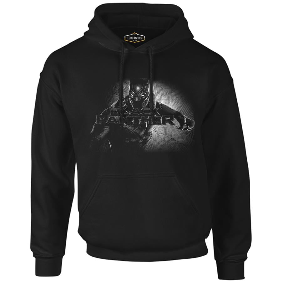 Black Panther Siyah Erkek Fermuarsız Kapşonlu