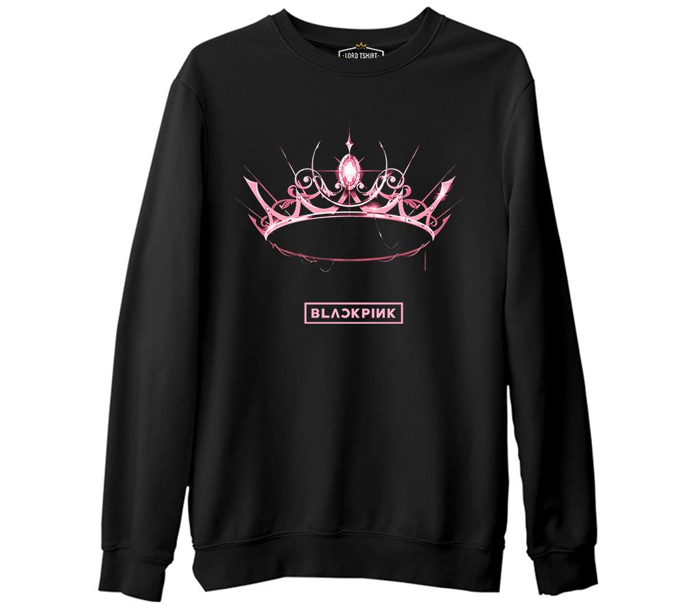 Black Pink - Crown Siyah Erkek Kalın Sweatshirt