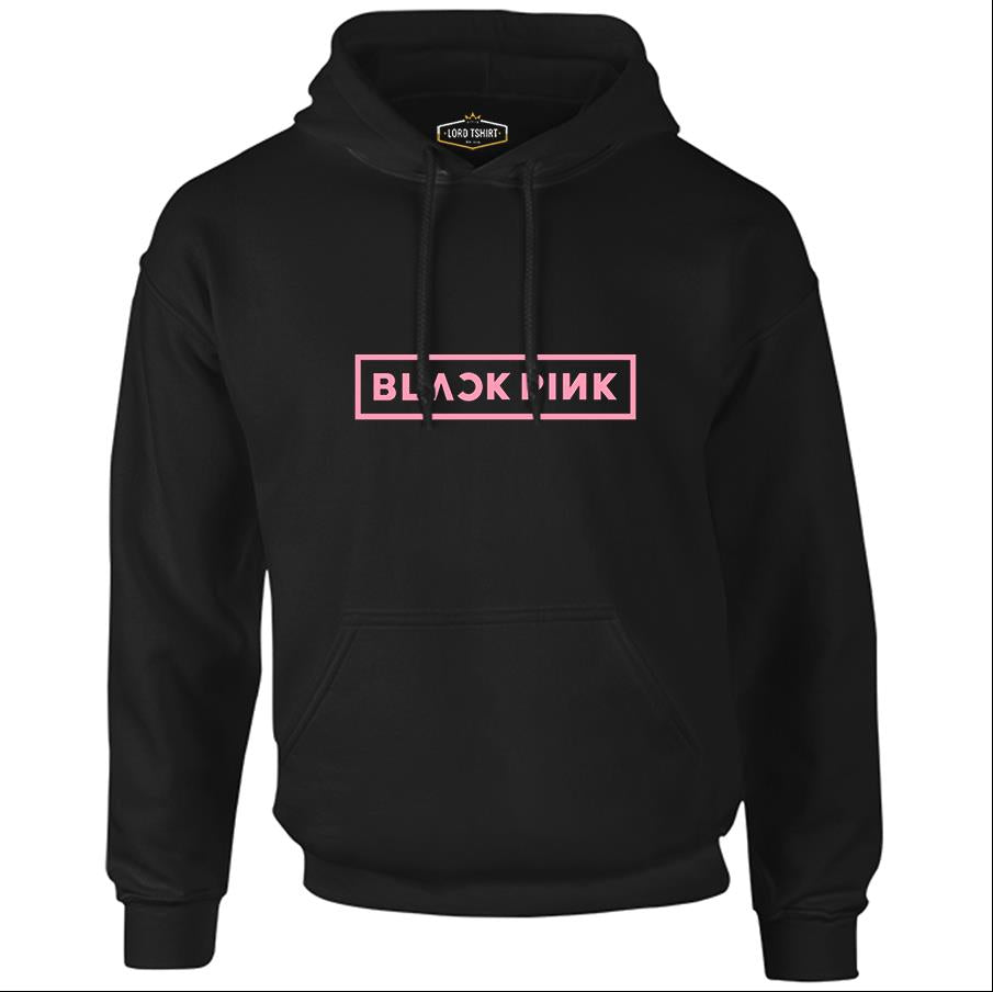 Black Pink - Logo Siyah Erkek Fermuarsız Kapşonlu