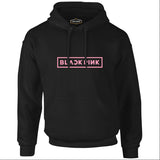 Black Pink - Logo Siyah Erkek Fermuarsız Kapşonlu