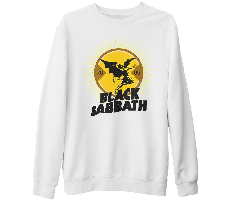 Black Sabbath - Devil Beyaz Kalın Sweatshirt