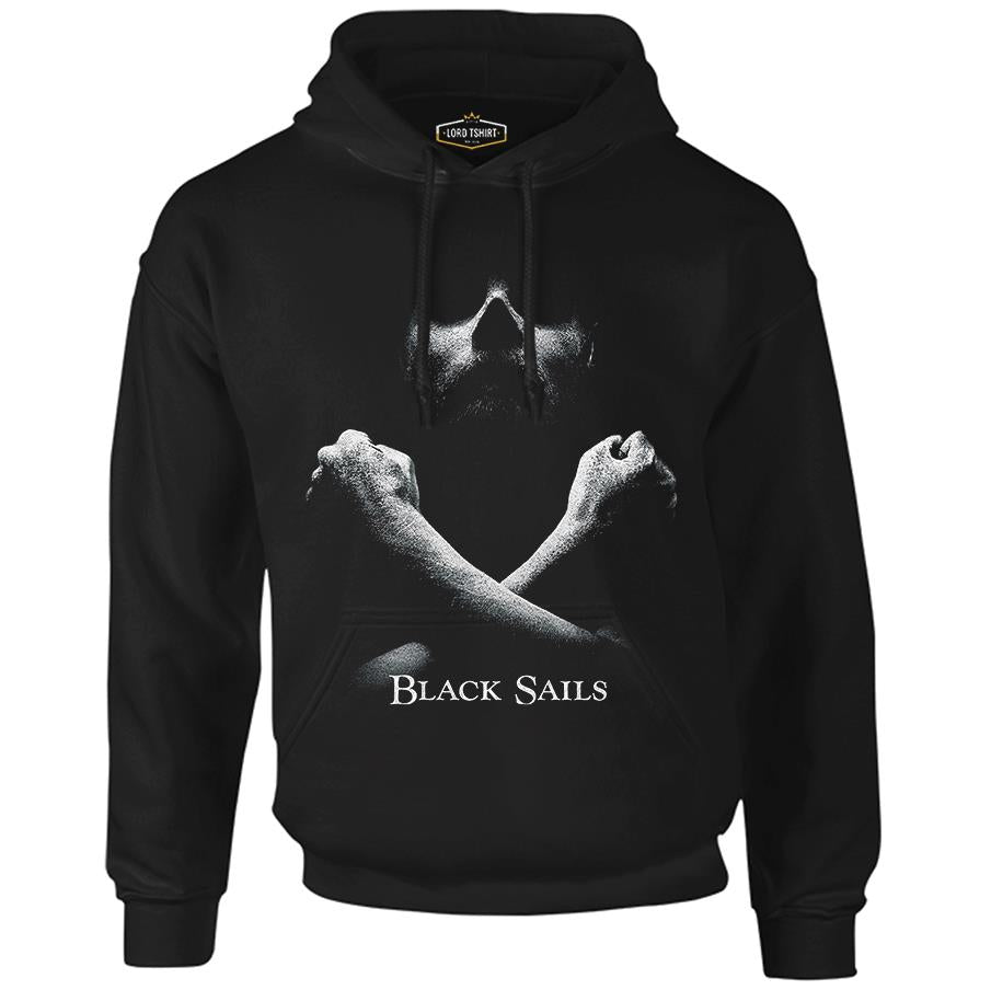 Black Sails Siyah Erkek Fermuarsız Kapşonlu