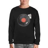 Black Vinyl on Black Black Kids Sweatshirt