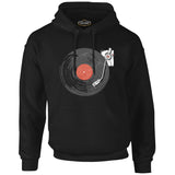 Black Vinyl on Black Black Men's Zipperless Hoodie