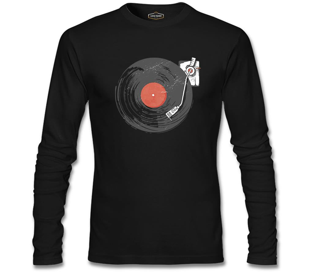 Black Vinyl on Black Siyah Erkek Sweatshirt