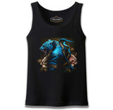 Blue Chinese Tiger with Flowers and Ribbon Black Men's Undershirt