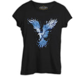 Blue Phoenix Bird Black Women's Tshirt