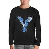 Blue Phoenix Bird Black Kids Sweatshirt