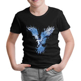 Blue Phoenix Bird Siyah Çocuk Tshirt