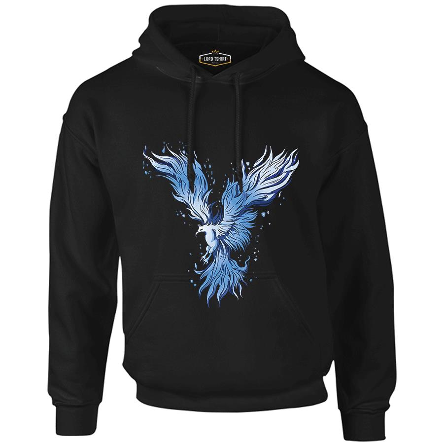 Blue Phoenix Bird Siyah Erkek Fermuarsız Kapşonlu