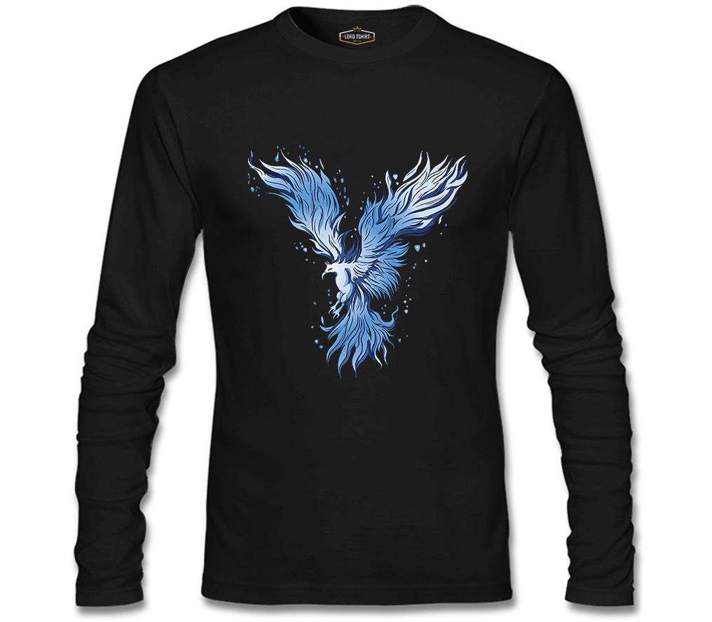 Blue Phoenix Bird Siyah Erkek Sweatshirt