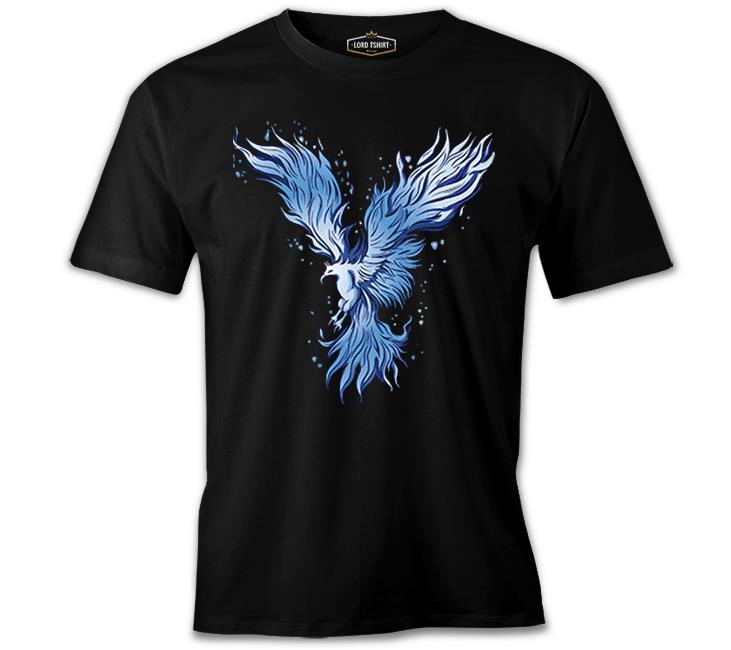 Blue Phoenix Bird Black Men's Tshirt