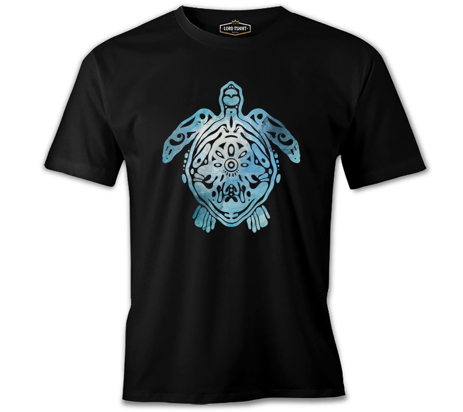 Blue Sea Turtle with Special Knots Siyah Erkek Tshirt