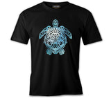Blue Sea Turtle with Special Knots Siyah Erkek Tshirt