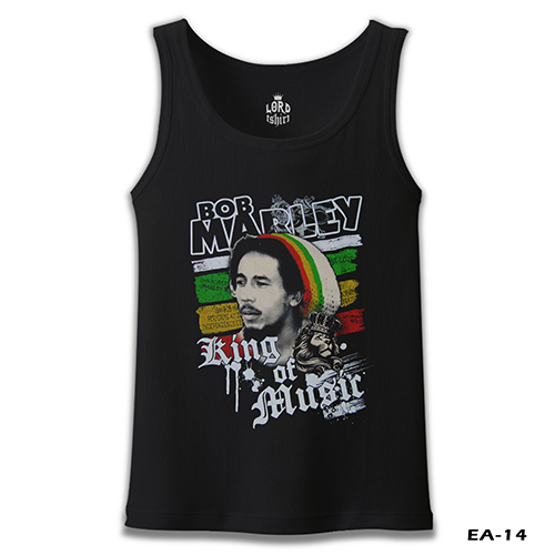 Bob Marley - King of Music Siyah Erkek Atlet