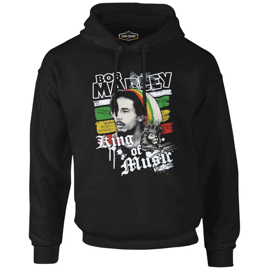 Bob Marley - King of Music Black Men's Zipperless Hoodie