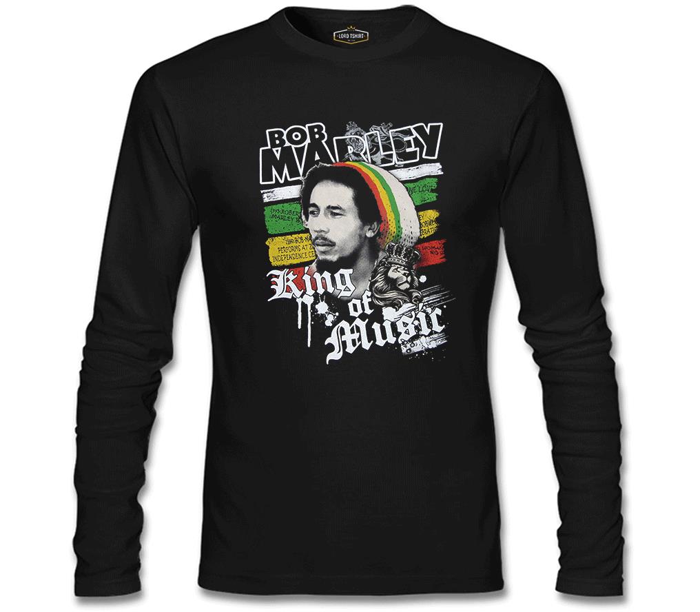 Bob Marley - King of Music Siyah Erkek Sweatshirt