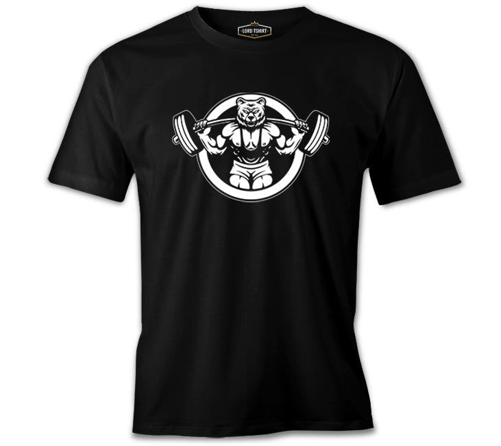 Bodybuilding Bear Lifting Weight Black Men's Tshirt