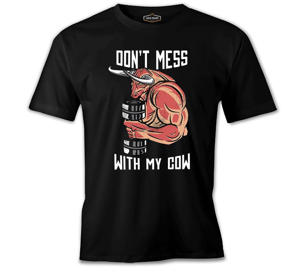 Bodybuilding Cow  Siyah Erkek Tshirt