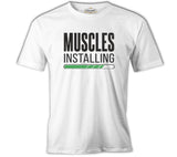Bodybuilding Muscles Installing Beyaz Erkek Tshirt