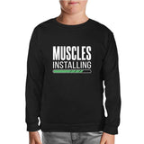 Bodybuilding Muscles Installing Black Kids Sweatshirt