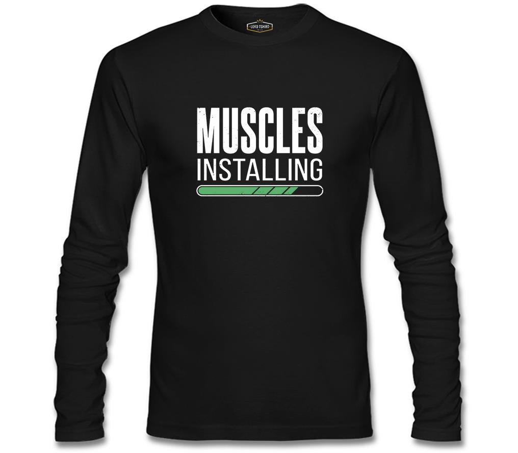Bodybuilding Muscles Installing Siyah Erkek Sweatshirt